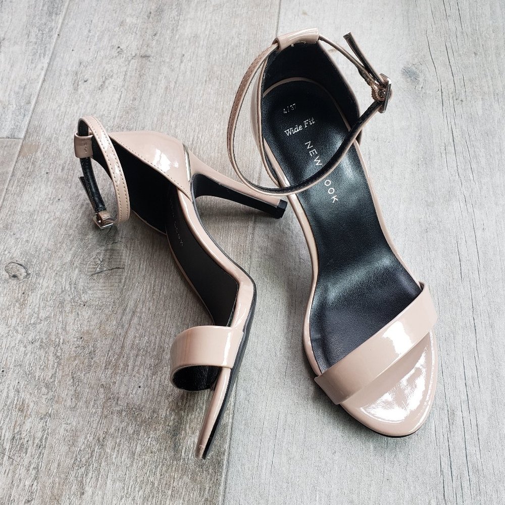 Nude Strappy Heels - Wide Fit